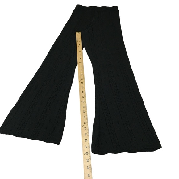 Pretty Little Thing Black Flared Open Knit See Thru Coverup Pants - Women’s 2 - Picture 6 of 14